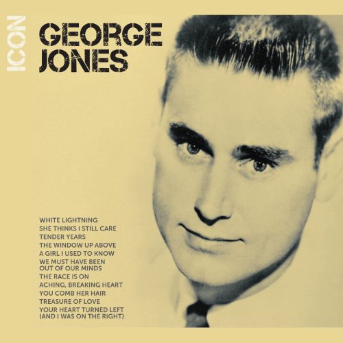 CD cover for George Jones’ “Icon” featuring a portrait of the singer.