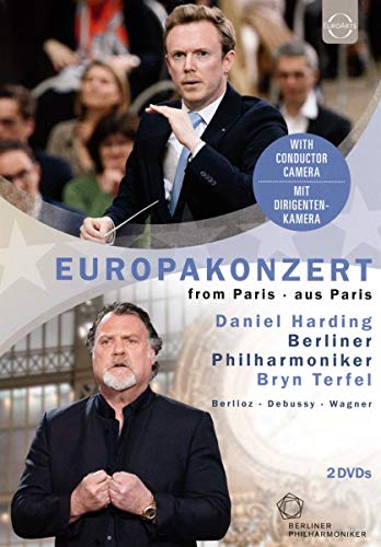 DVD cover for Berliner Philharmoniker Europakonzert 2019, featuring conductors.