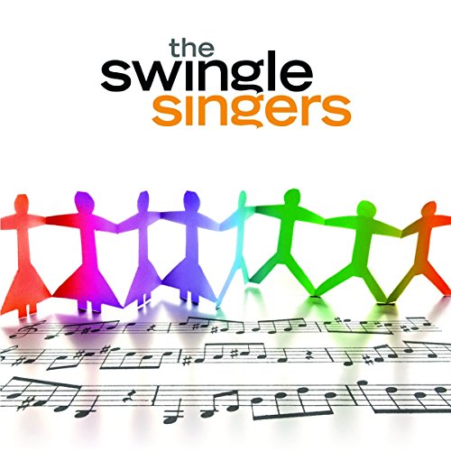 "CD cover with colorful paper cutouts of people holding hands on sheet music."