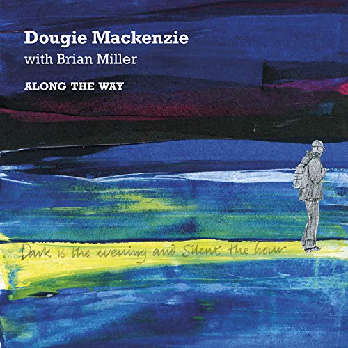 "CD cover art with abstract blue background, figure walking, and cursive text."