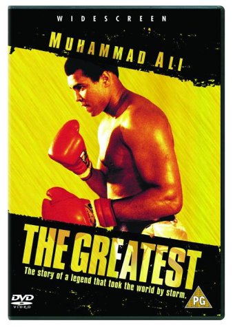 DVD cover featuring Muhammad Ali in boxing gloves against a yellow background.