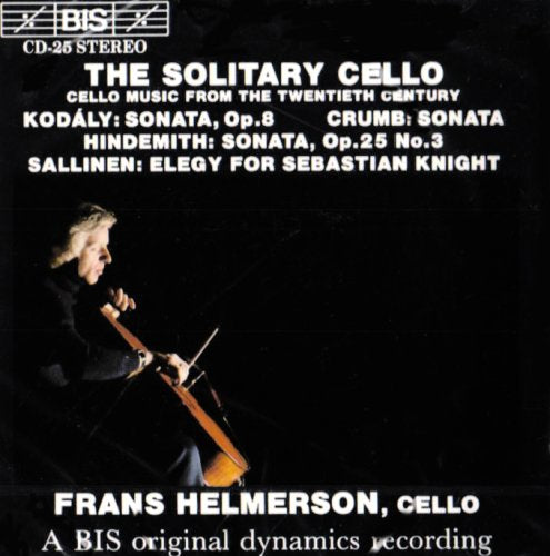 CD cover featuring cellist Frans Helmerson in performance, dark background.