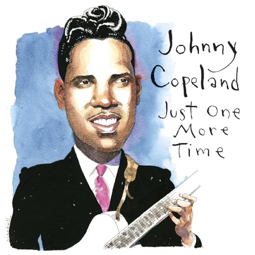 Watercolor portrait of Johnny Copeland with a guitar, album cover art.