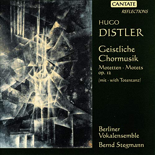 CD cover with abstract geometric design and text: Hugo Distler, Berliner Vokalensemble.
