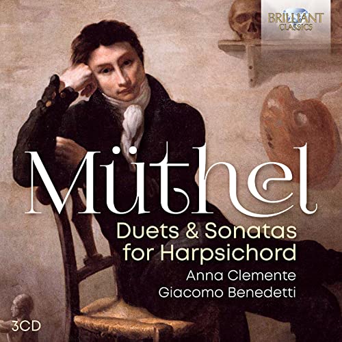 CD cover featuring a portrait of Johann Christian Muthél and harpsichord.