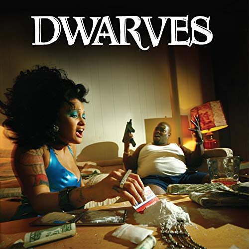 Album cover for Dwarves' "Take Back the Night" featuring two figures in a room.