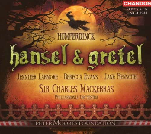 CD cover for "Hansel and Gretel" opera, featuring a witch flying in front of a moon.