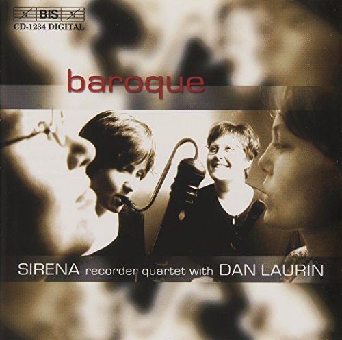 CD cover with two musicians playing recorders, sepia-toned image, text "baroque" and artist names.