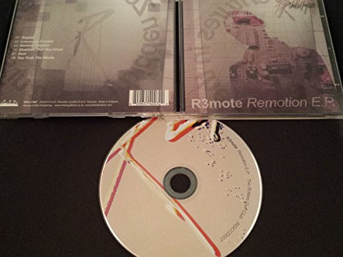CD case and disc for R3mote’s “Re-Motion E.P.” with abstract art.