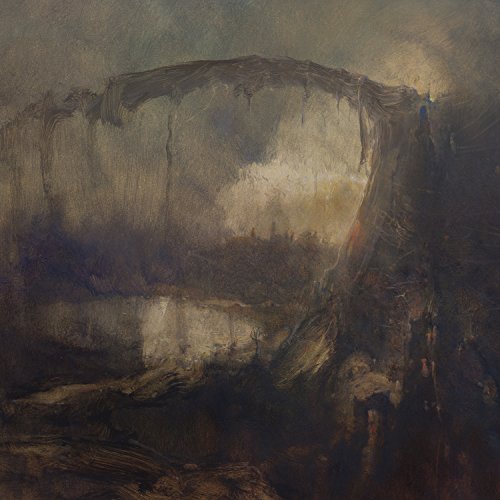 "Music CD cover art featuring a dark, abstract landscape painting with muted colors."