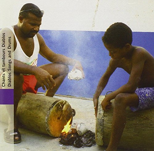 Two men with a large drum and burning embers, Venezuela CD cover.