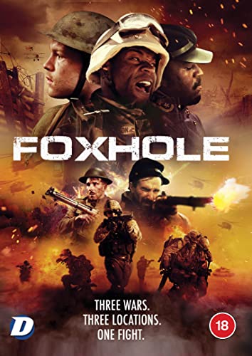 DVD cover for "Foxhole" depicting soldiers in wartime, explosions.