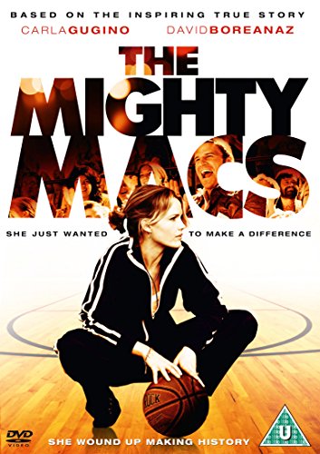 DVD cover for "The Mighty Macs" featuring a woman crouching with a basketball.