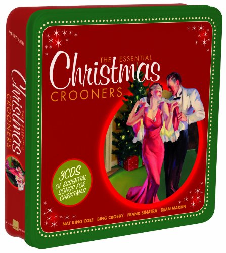 Red and green Christmas music CD box with man and woman beside a tree.