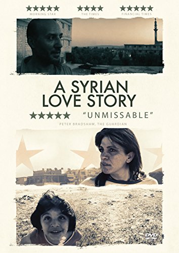 DVD cover for "A Syrian Love Story" with three sepia-toned images and review text.