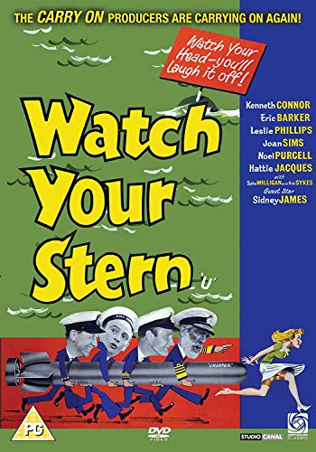 DVD cover for "Watch Your Stern" featuring sailors and a torpedo.