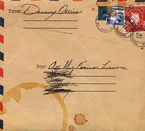 CD cover resembling a vintage, stained envelope with handwritten text and stamps.