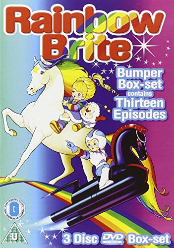 Rainbow Brite DVD cover featuring characters riding horses against a purple rainbow background.