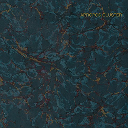 "A vinyl record cover with a marbled blue and red pattern, titled 'Apropos Cluster'."