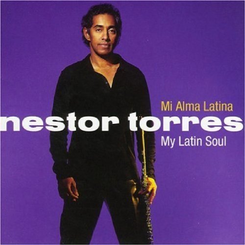 "CD cover featuring Nestor Torres holding a flute against a purple background."