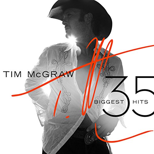 Tim McGraw album cover, black and white photo with red accents.