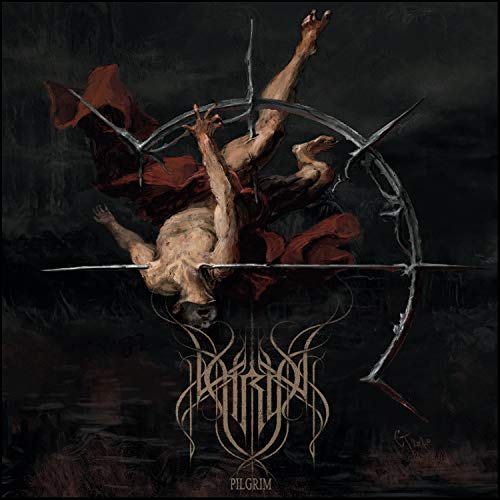 Dark album cover depicting a figure impaled within a thorny circle.