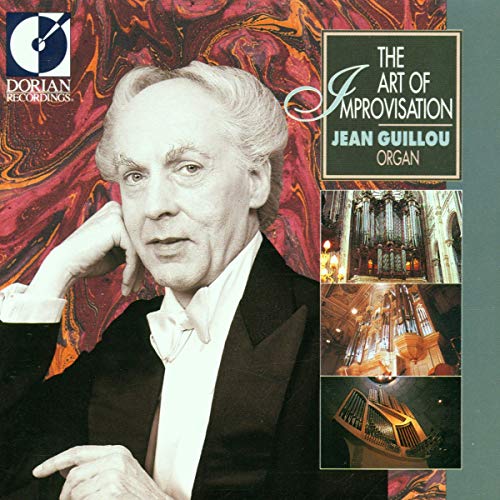 CD cover featuring Jean Guillou, an organist, with organ photos.