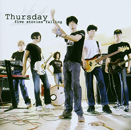 "Album cover featuring a band of six young men with instruments on stage."