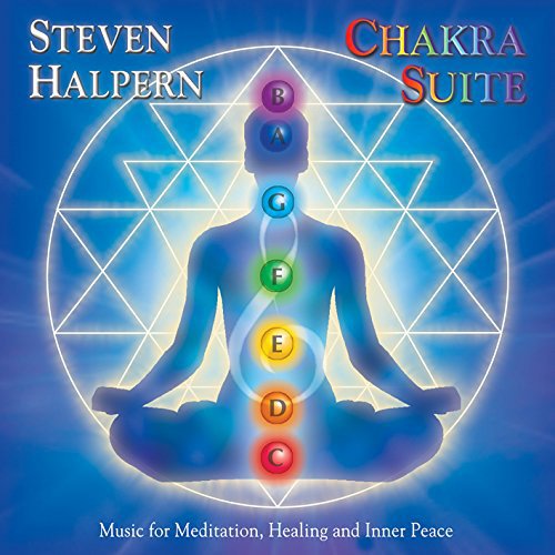 CD cover for Steven Halpern’s “Chakra Suite” with a meditating figure.