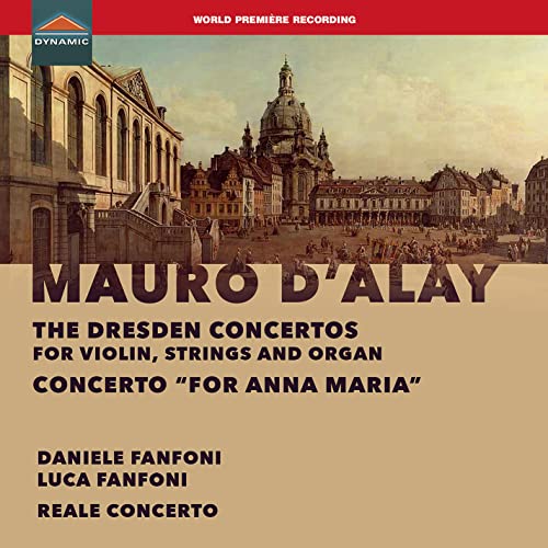 CD cover for "The Dresden Concertos" by Mauro D'Alay, featuring a building.