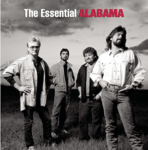 Black and white photo of the band Alabama on a CD cover.