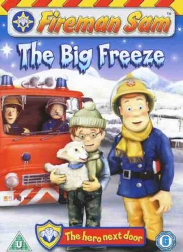 Fireman Sam DVD cover featuring characters in a snowy landscape.