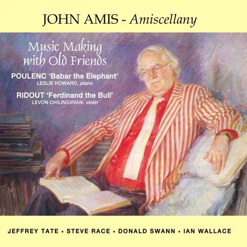 CD cover: portrait of John Amis in a striped jacket, holding sheet music.