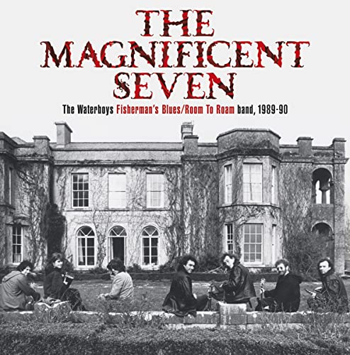 CD cover: The Waterboys band seated before a large, grey manor house.