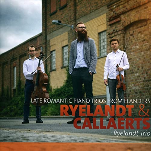 Ryelandt Trio album cover: three musicians with instruments in front of brick buildings.