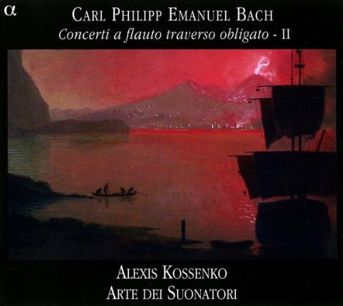 A CD cover featuring a red-toned seascape painting with white text on a black background.