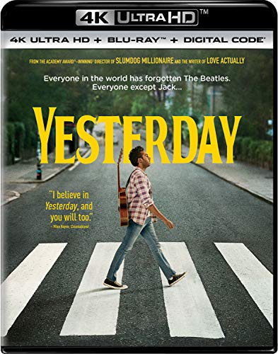 Yesterday" Blu-ray cover: man with guitar crossing Abbey Road.