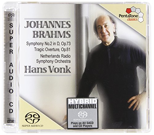 CD cover with a man in black and text listing Brahms' compositions.