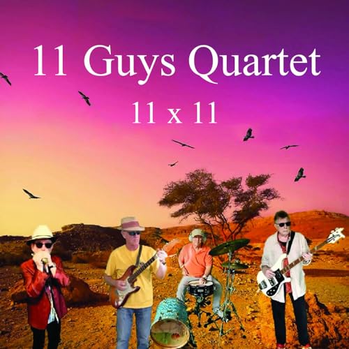 CD cover: four musicians with instruments against a sunset landscape.