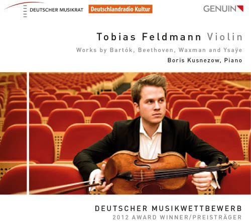 CDS CD cover featuring Tobias Feldmann holding a violin in a red-seated auditorium.