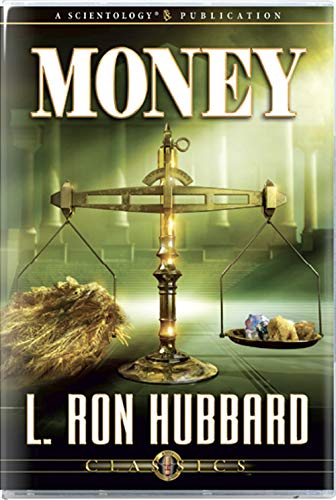 CD cover for "Money" lectures by L. Ron Hubbard, featuring scales.