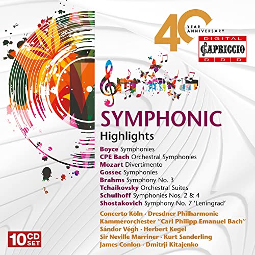 CD cover for "Symphonic Highlights," celebrating Capriccio’s 40th anniversary.