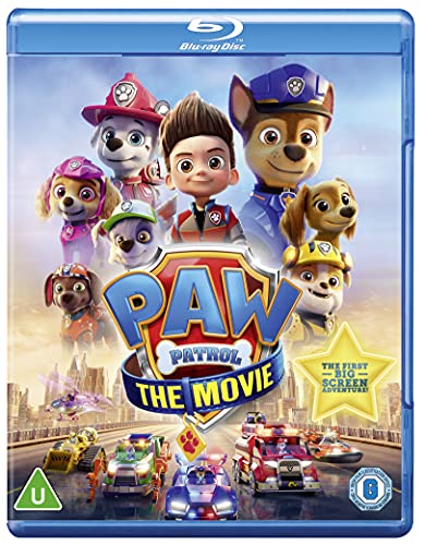 Blu-ray cover for "Paw Patrol: The Movie" featuring the canine characters.