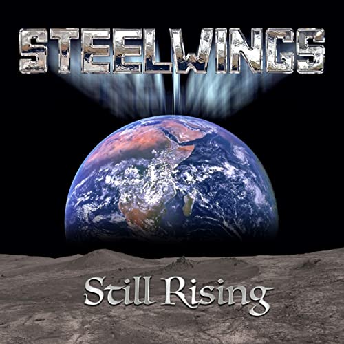 CD cover: Earth rising above a lunar landscape, metallic text.