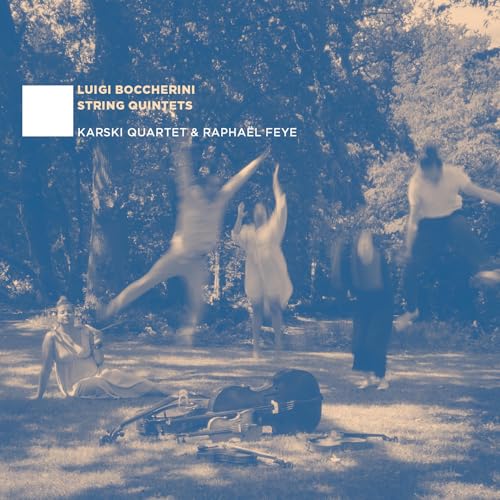 CD cover with blurred figures dancing and a violin case.