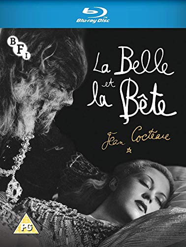Black and white Blu-ray cover for Jean Cocteau's La Belle et la Bête.