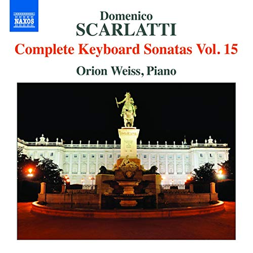 CD cover: Statue illuminated before a palace at night, text details composer and pianist.