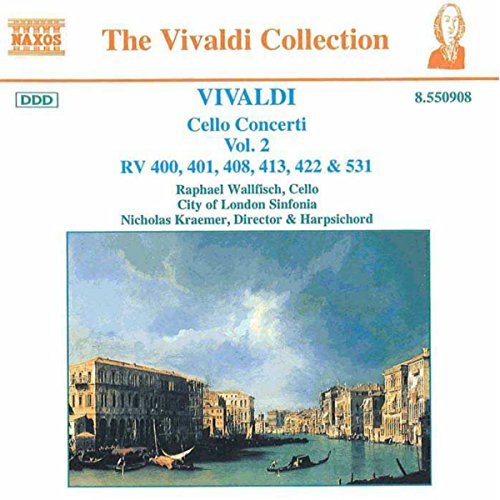 CD cover for Vivaldi Cello Concerti Vol. 2, featuring a canal scene.