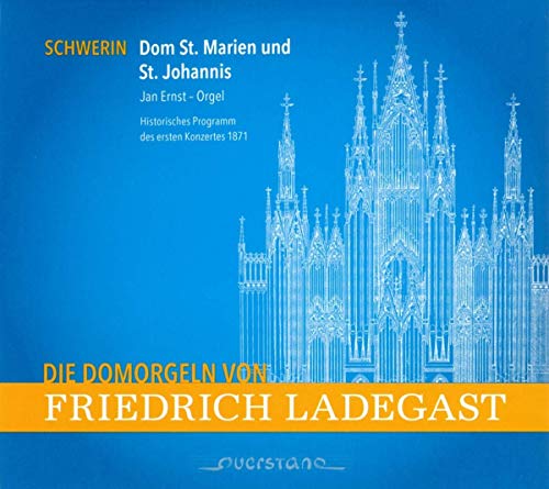 The image is a blue album cover with white church illustration and yellow accents.