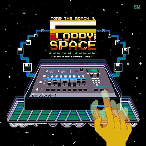 Pixel art album cover featuring a synthesizer and a hand adjusting knobs.